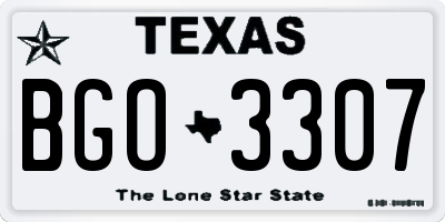 TX license plate BGO3307