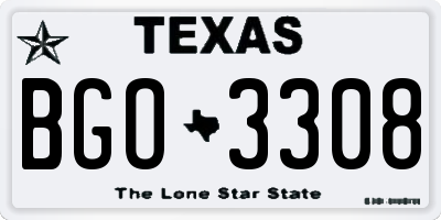 TX license plate BGO3308