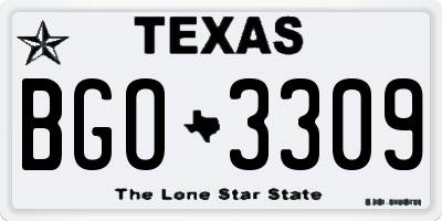 TX license plate BGO3309