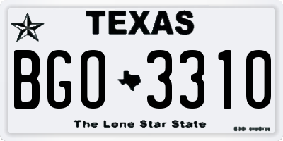 TX license plate BGO3310