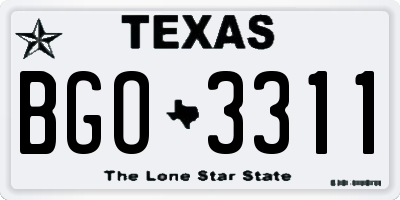 TX license plate BGO3311