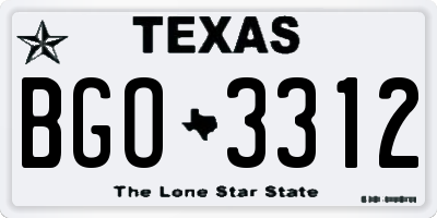 TX license plate BGO3312