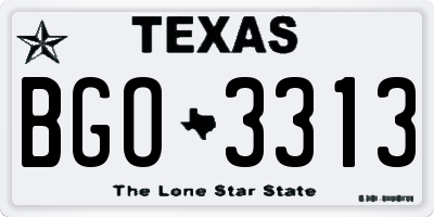 TX license plate BGO3313