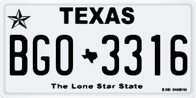 TX license plate BGO3316