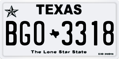 TX license plate BGO3318