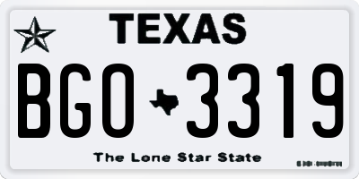 TX license plate BGO3319