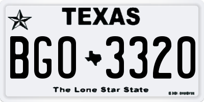 TX license plate BGO3320