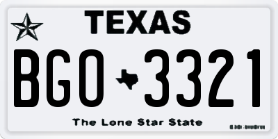 TX license plate BGO3321