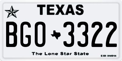TX license plate BGO3322
