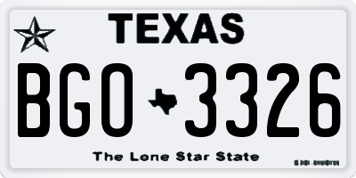 TX license plate BGO3326