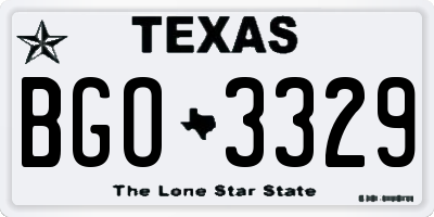TX license plate BGO3329