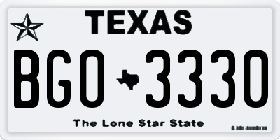 TX license plate BGO3330