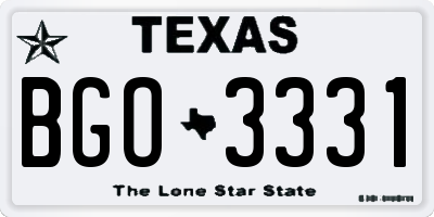 TX license plate BGO3331