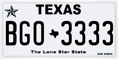 TX license plate BGO3333