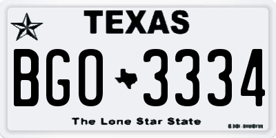 TX license plate BGO3334