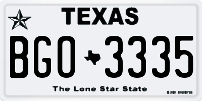 TX license plate BGO3335