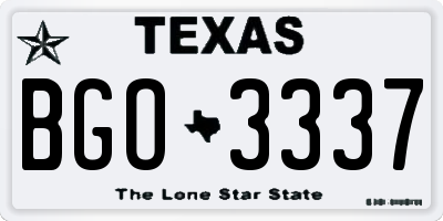 TX license plate BGO3337