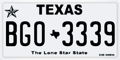 TX license plate BGO3339