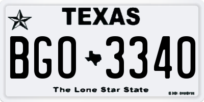 TX license plate BGO3340