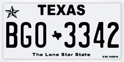 TX license plate BGO3342