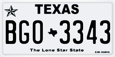 TX license plate BGO3343