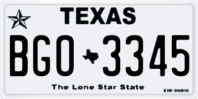 TX license plate BGO3345