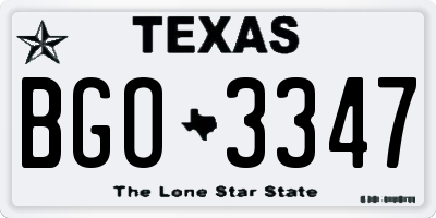 TX license plate BGO3347
