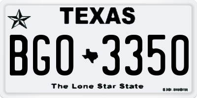 TX license plate BGO3350
