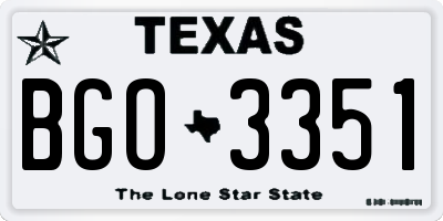 TX license plate BGO3351