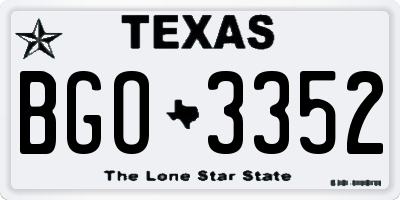 TX license plate BGO3352