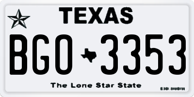 TX license plate BGO3353