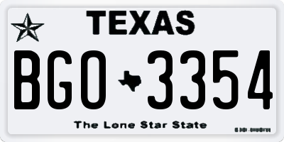 TX license plate BGO3354