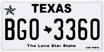 TX license plate BGO3360