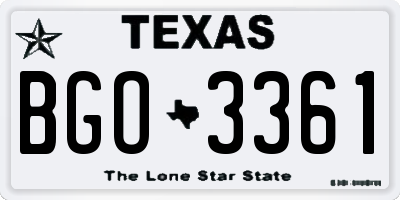 TX license plate BGO3361