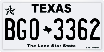 TX license plate BGO3362