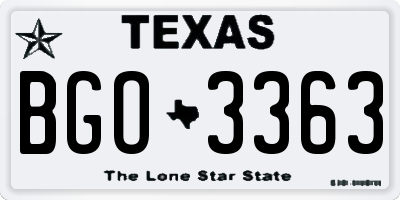 TX license plate BGO3363