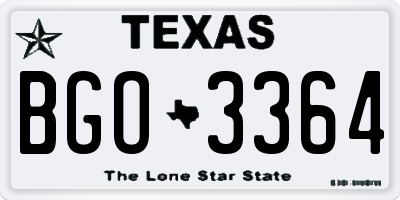 TX license plate BGO3364