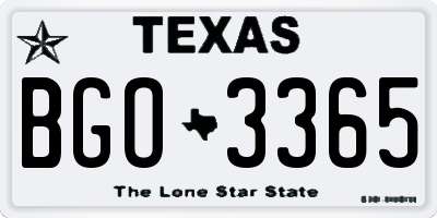 TX license plate BGO3365