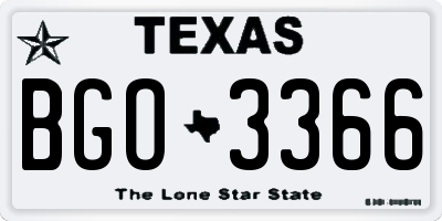 TX license plate BGO3366