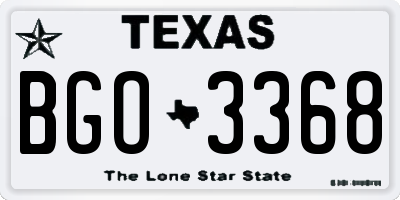 TX license plate BGO3368