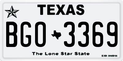 TX license plate BGO3369