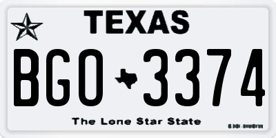 TX license plate BGO3374