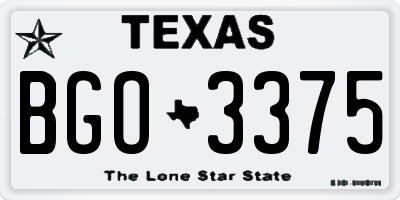 TX license plate BGO3375