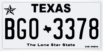 TX license plate BGO3378