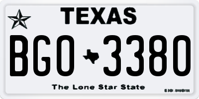 TX license plate BGO3380