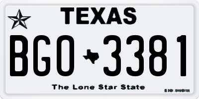 TX license plate BGO3381