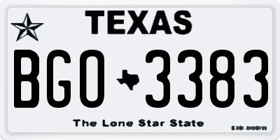 TX license plate BGO3383
