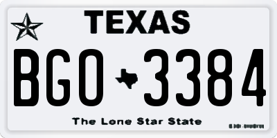 TX license plate BGO3384