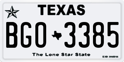 TX license plate BGO3385