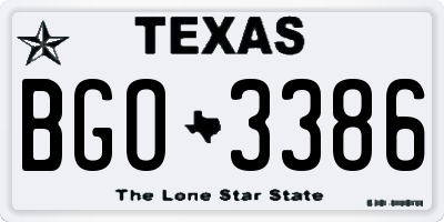 TX license plate BGO3386